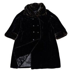 STUNNING VINTAGE 90s Black Faux Fur Heavy Luxurious Winter Coat Womens 2XL